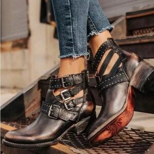 Freebird by Steven Women's Distressed Black Ankle Boots